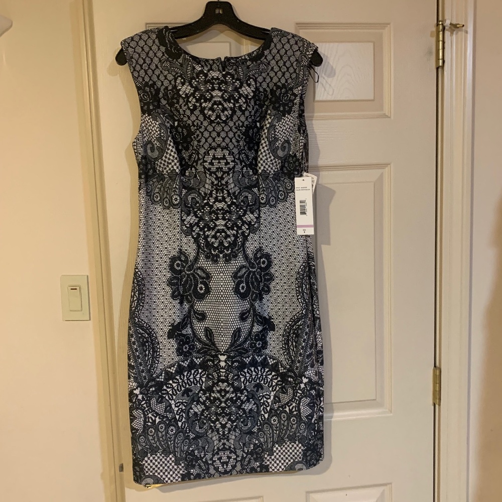 NWT Cheta B Black/White Print Sleeveless Dress sz 6
